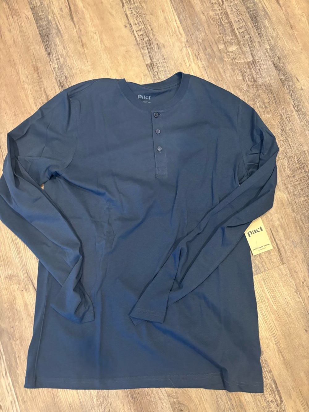 Pact Men’s Navy Long-Sleeve Henley Shirt